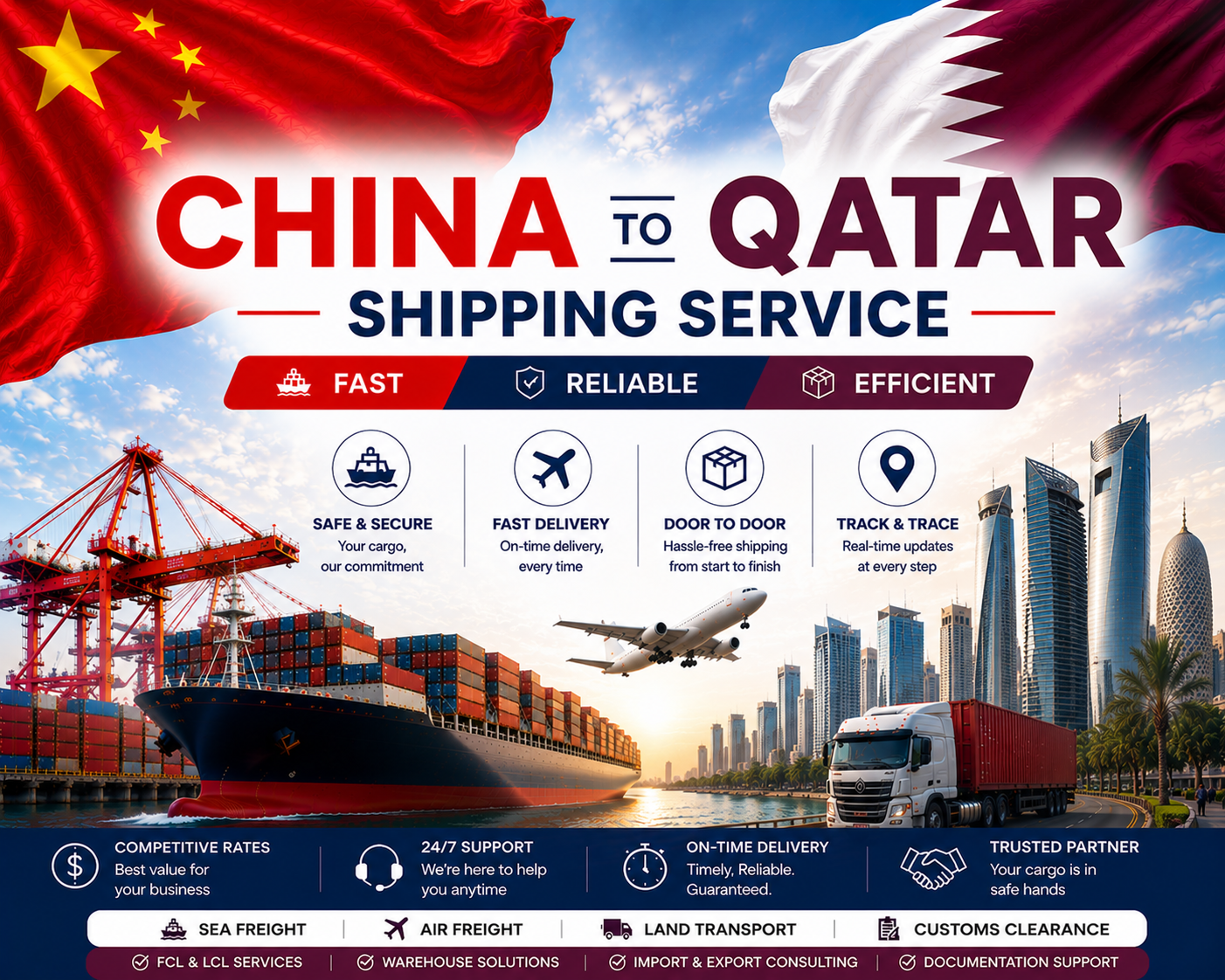 Ship from China to Qatar